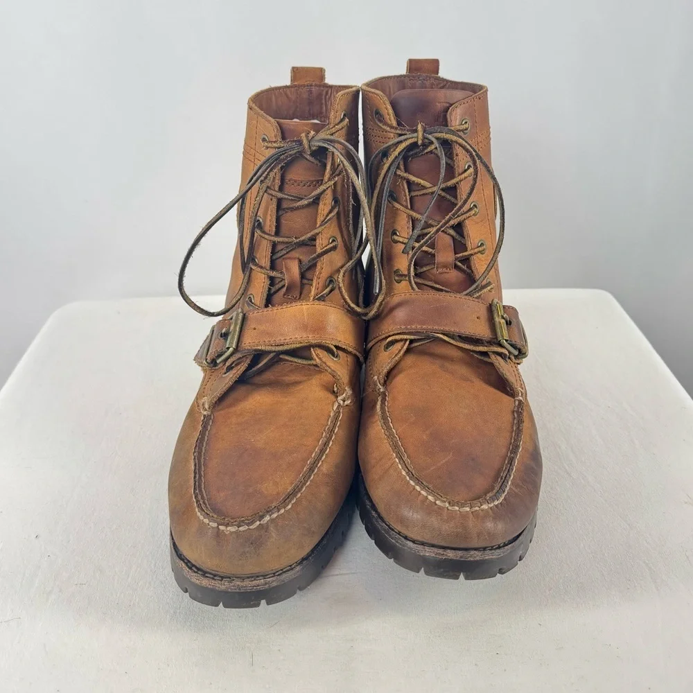 Polo Ralph Lauren Leather Buckle Ranger‎ Boots in Brown Size 10